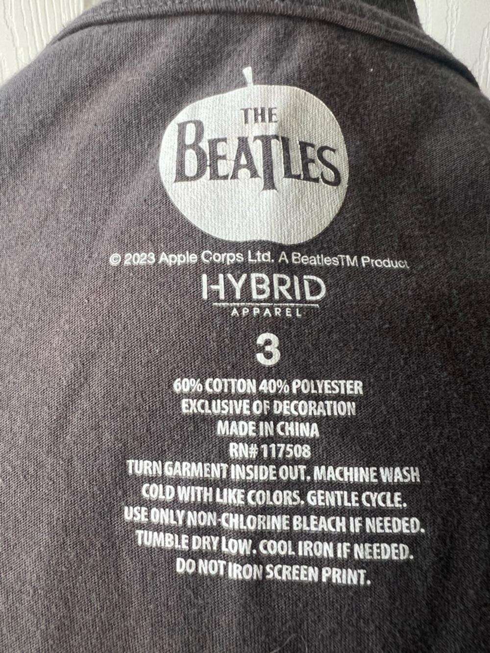The Beatles Vintage Black Floral Logo Short Sleeve Tee - Picture 3 of 7